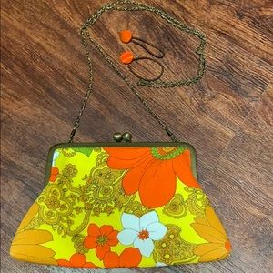 Leiko Vintage Fabric Clutch w/ removable strap